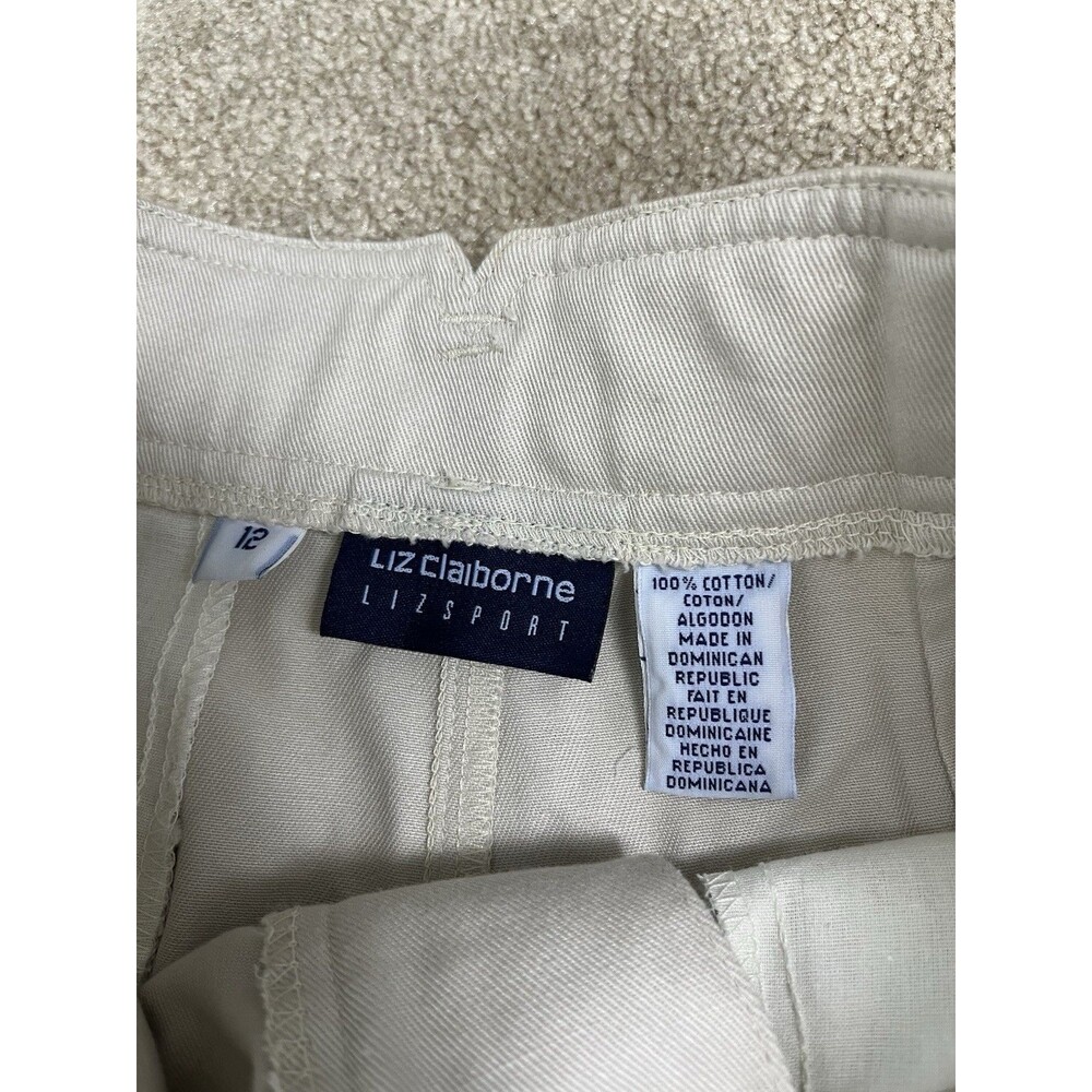 NOS 90s Liz Claiborne Lizsport Womens 12 Khaki Pleated High Rise Tapered Pants - Picture 5 of 15